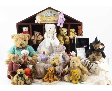 A selection of manufactured Teddy Bears,  including a Merrythought Hope no. 35 of 521 in original box with certificate, Gund 