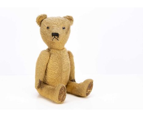 Teddy Stonehouse - a 1940's British possibly a British overseas territories Teddy Bear, with blonde mohair, clear and black g