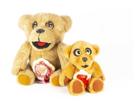 Two Nookie The Bear Teddy Bears, comprising of a larger ventriloquist puppet, with moveable eyes --14 1/2in (37cm.)high and a