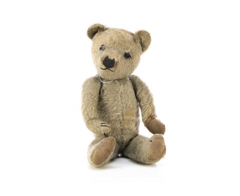 Tuppenny Blue - a 1930's Chiltern type Teddy Bear,  with blue mohair, black stitched nose and mouth, swivel  head jointed lim