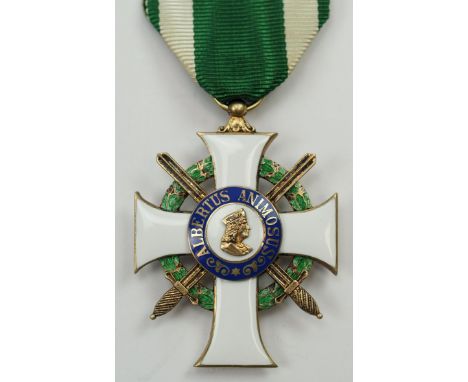 Sachsen: Albrechtsorden, 2. Modell (1876-1918), Ritterkreuz 1. Klasse, mit Schwertern.Silber vergoldet, teilweise emailliert,