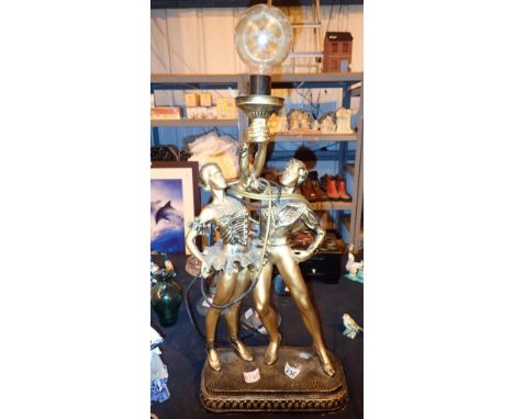 Large figural lamp of ballet dancers CONDITION REPORT: All electrical items in this lot have been PAT tested for safety and h