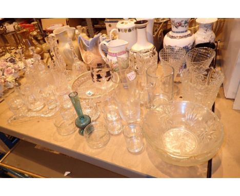 Shelf of glassware to include lead crystal bells 