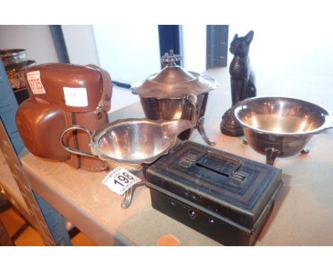 Collection of mixed silver plated items and a Halina film camera 