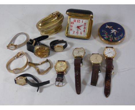 Assortment of watches, lighter etc