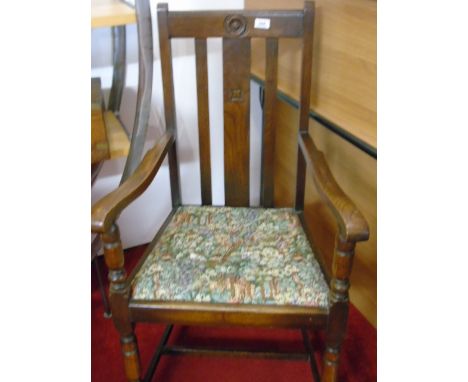 Oak carver chair with tapestry seat