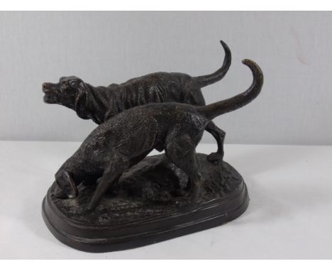 Cast bronze figure of 2 hounds approx. 10" long x 7" tall