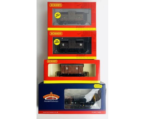 4x Assorted Freight Wagons including 3x Hornby OO Gauge Wagons &amp; 1x Bachmann with P4 Wheel Sets Fitted - All Boxed. P&amp