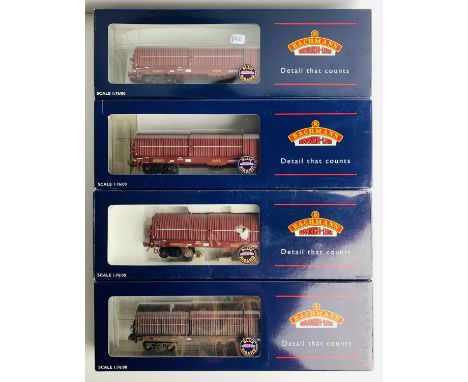 4x Bachmann 102T EWS Steel Coil Wagons - All Fitted with P4 Wheel Sets - Boxed. P&amp;P Group 2 (£18+VAT for the first lot an