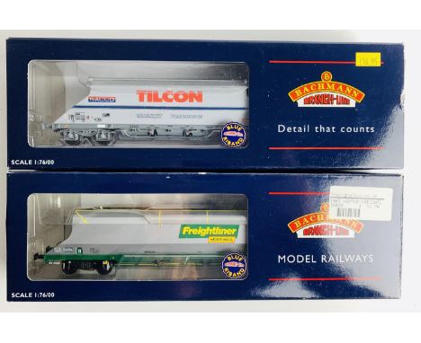2x Bachmann Hopper Wagons - Both Fitted with P4 Wheel Sets - Boxed. P&amp;P Group 2 (£18+VAT for the first lot and £2+VAT for