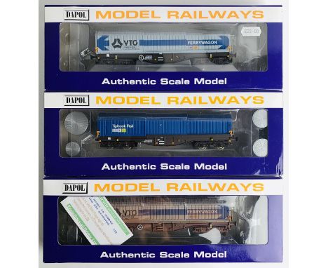 3x Dapol Telescopic VTG Wagons - Fitted with P4 Wheel Sets - All Boxed. P&amp;P Group 2 (£18+VAT for the first lot and £2+VAT