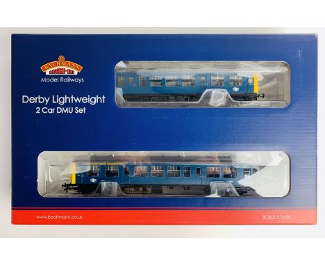 Bachmann 32-517 Fitted with P4 Wheel Sets, Derby Lightweight 2 Car DMU BR Blue - Boxed. P&amp;P Group 2 (£18+VAT for the firs