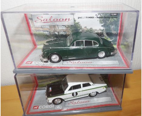 Two Corgi Jaguar MK 11 and Lotus Cortina 1966 RAC Rally Jim Clark. P&amp;P Group 2 (£18+VAT for the first lot and £2+VAT for 