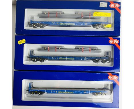 3x Heljan Cargo Wagons 2x with P4 Wheel Sets Fitted, 1x with OO Gauge Wheel Sets Fitted - All Boxed. P&amp;P Group 2 (£18+VAT
