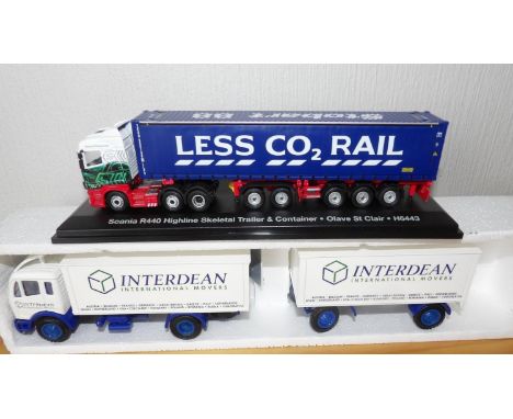 Lion Toys Interdean Movers Truck and Trailer and Scania Highline Skeletal Trailer and Container. P&amp;P Group 2 (£18+VAT for