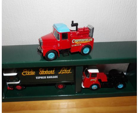 Three Corgi mixed job lot tractor units and a Stobart AEC Box Van Lorry. P&amp;P Group 2 (£18+VAT for the first lot and £2+VA