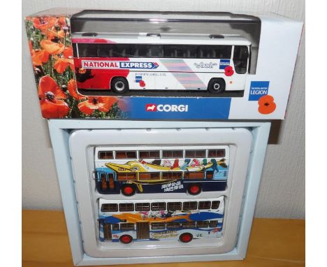 Corgi 1:50 scale National Express Bus OM43305 and two bus set Citybus Leyland Olympian. P&amp;P Group 2 (£18+VAT for the firs