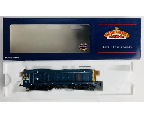 Bachmann 32-025 Fitted with P4 Wheel Sets, DCC Digital Fitted Lenz, BR BLUE Class 20 063, Boxed - DCC ADDRESS #2063. P&amp;P 