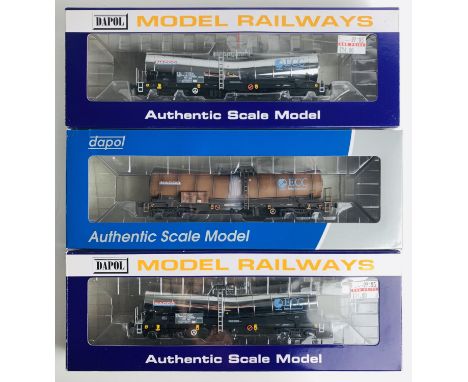 3x Dapol Silver Bullet Tanker Wagons - Fitted with P4 Wheel Sets - All Boxed. P&amp;P Group 2 (£18+VAT for the first lot and 