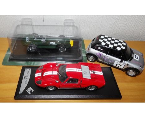 Corgi New Mini Cooper, Solido Ford GT and F1 Vanwall all 1.43 scale. P&amp;P Group 2 (£18+VAT for the first lot and £2+VAT fo