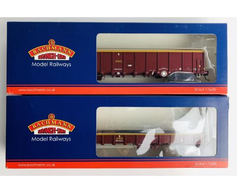 2x Bachmann EWS Wagons - Fitted with P4 Wheel Sets - 38-240 MBA Megabox 38-245 MOA Low Sided. P&amp;P Group 2 (£18+VAT for th