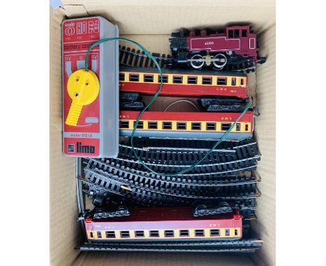 Lima HO Gauge LMS - Starter Set - Includes 0-4-0 Loco, 2x LMS Coaches, Battery Operated Controller &amp; Track - All Unboxed.