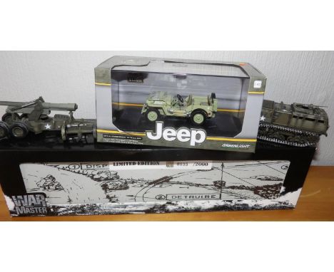 Greenlight Willys Jeep and Warmaster TK0032 M26 and trailer. P&amp;P Group 2 (£18+VAT for the first lot and £2+VAT for subseq