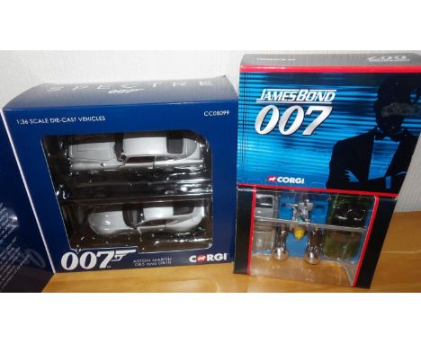 Corgi James Bond 007, two Spectre Aston Martin set and five min car/figurine set. P&amp;P Group 2 (£18+VAT for the first lot 