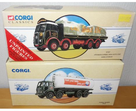 Corgi 1:50 scale 2 x Foden Milk Tanker and an Eddie Stobart Atkinson 8 wheeler with load. P&amp;P Group 2 (£18+VAT for the fi