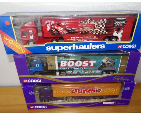 Corgi 1:64 scale Advertisement Trucks, Cadbury's Crunchie, Boost and Ducati Corse. P&amp;P Group 2 (£18+VAT for the first lot