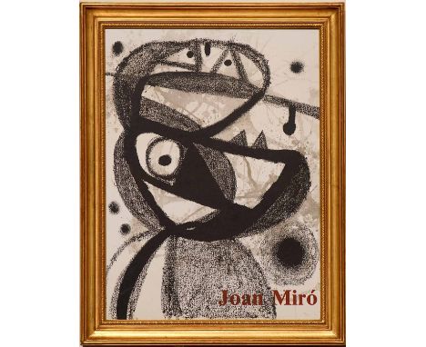 JOAN MIRO 'Abstract', off-set lithograph, printed by Maeght, 65cm x 50cm, framed and glazed.