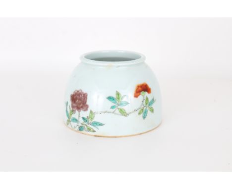 Chinese Famille Rose Porcelain Water Pot, Kangxi Mark on bottom of pot.Provenance: Private Montreal, Canada estate.Height: 3.
