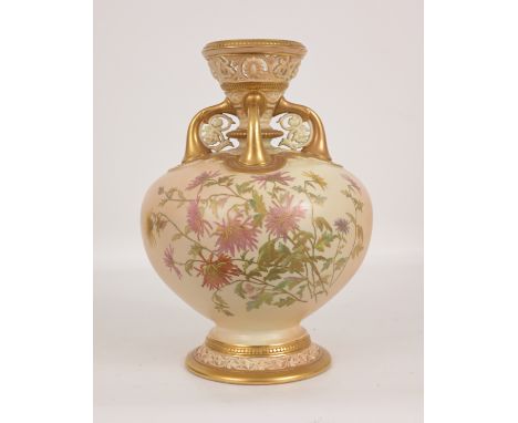 Royal Worcester Gilded Porcelain Vase. Marked on base.Height: 11.25 in.