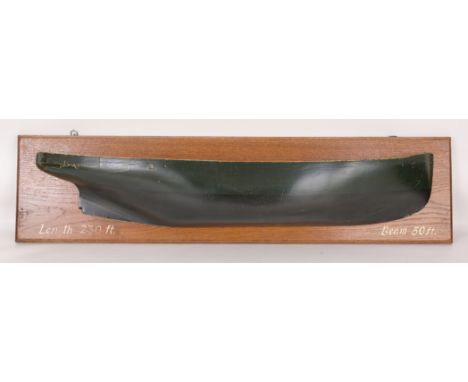 Antique Hand Painted Half Hull, Mounted.  Provenance: From the private collection of Lou A. and Barbara B. Pritchett. Lou Pri
