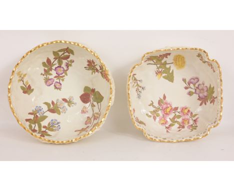 (2) Royal Worcester Gilded Porcelain Dishes w/ floral motifs. Both marked on base.Dimensions: 9.25 x 4.5 / 8.5 x 4 in.