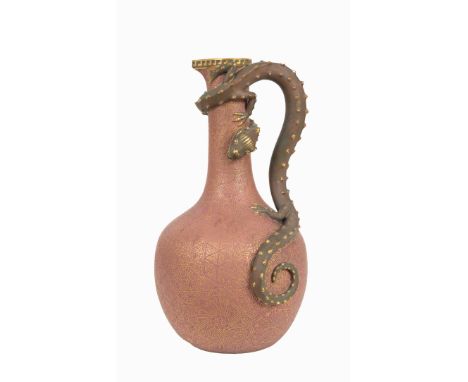 1880's Royal Worcester Porcelain Dragon Vase.  Marked on bottom of vessel.Height: 11 in.