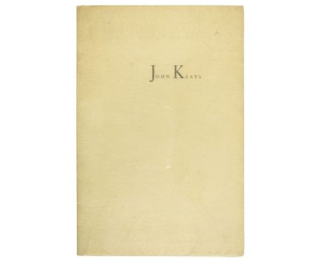 Keats (John). Lines supposed to have been addressed to Fanny Brawne (La Cabellera, Coleccion de Poesia, Volumen V), Buenos Ay