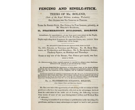 Roland (George). A Treatise on the Theory and Practice of the Art of Fencing ... and Continued by Easy and Progressive Lesson