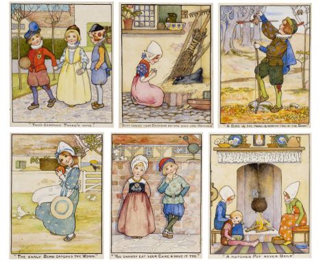 * Sowerby ( Millicent , 1878-1967). Six original illustrations for The Wise Book, by Githa Sowerby, published in 1906, 6 pen,