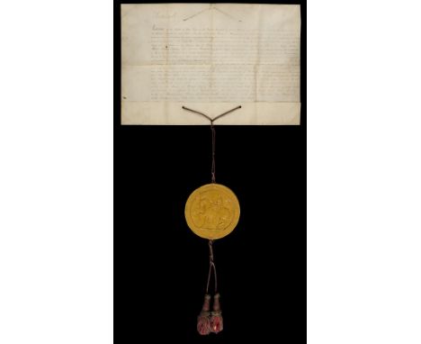 * Victoria - Letters Patent. Document signed, 'Victoria RI', Buckingham Palace, 27 April 1855, vellum warrant entirely in man