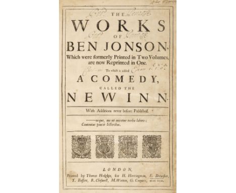 Jonson (Ben). The Works. Which were formerly printed in two volumes, are now reprinted in one. To which is added a Comedy, ca