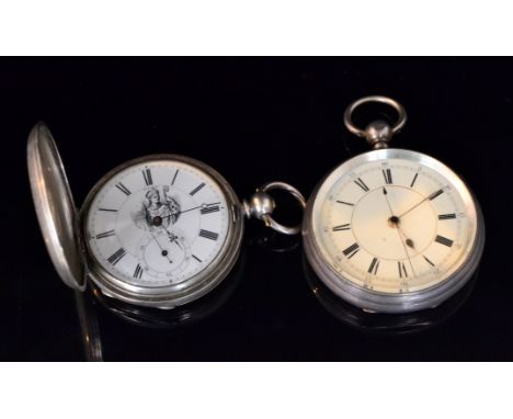 A Victorian hallmarked silver chronograph, the circular white enamelled dial with Roman numerals, within plain monogrammed ca