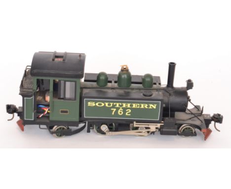 A Bachmann 1 1/2 inch gauge electric Southern 2-4-2 tank locomotive in green livery, length 40cm