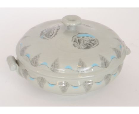 A 1930s Eric Ravilious for Wedgwood Travel pattern lidded tureen, the cover decorated with three vinaigrettes depicting a sno
