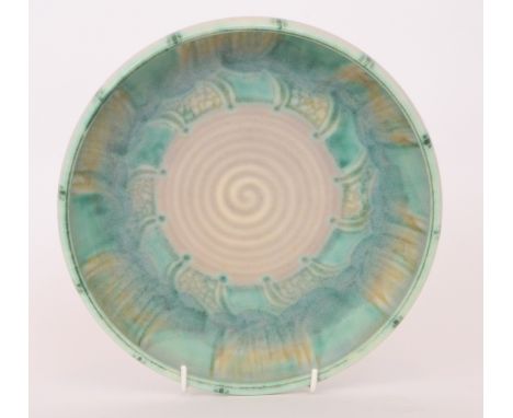 A 1930s Pilkington's Royal Lancastrian Lapis bowl decorated by Gladys Rogers and thrown by Edward Radford, the central well d