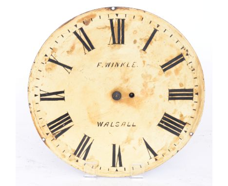 A 19th Century circular longcase clock dial by F Winkle Walsall with single fusee movement.