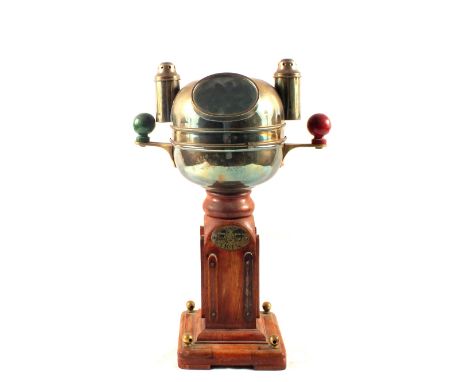 A Brass marine compass and binnacle by T.Kent