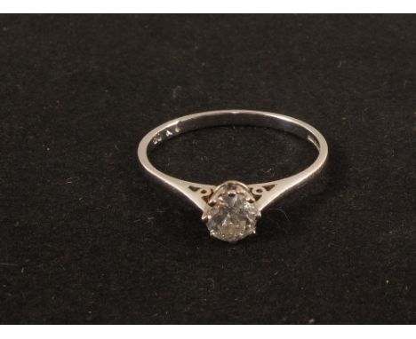 An 18ct White Gold solitaire Diamond ring (approx 0.50cts), size R (internal crack)
