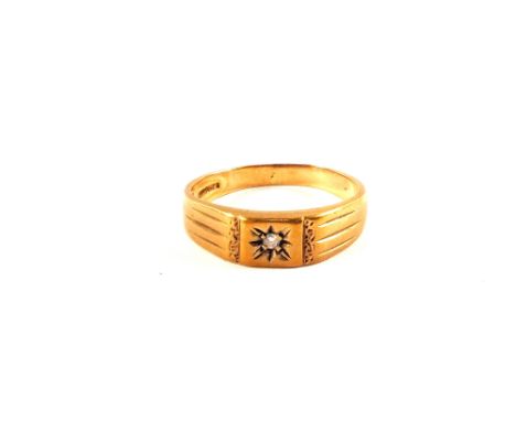 A 9ct Gold and Diamond signet ring, size R
