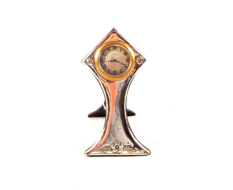 A Silver Art Nouveau waisted table clock, Birmingham 1913